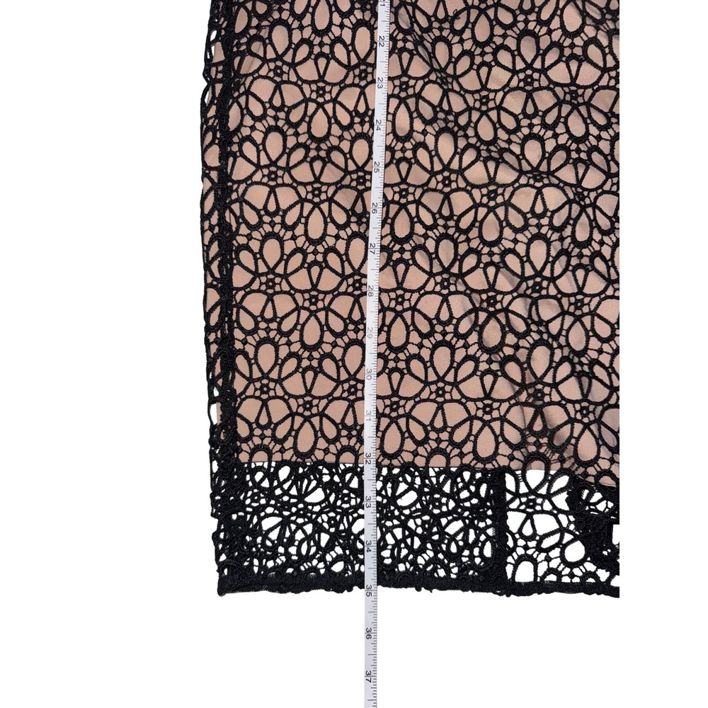 Ann Taylor Petite Black Lace Overlay Sheath Dress Champagne Lining 0P Sleeveless - Picture 5 of 7